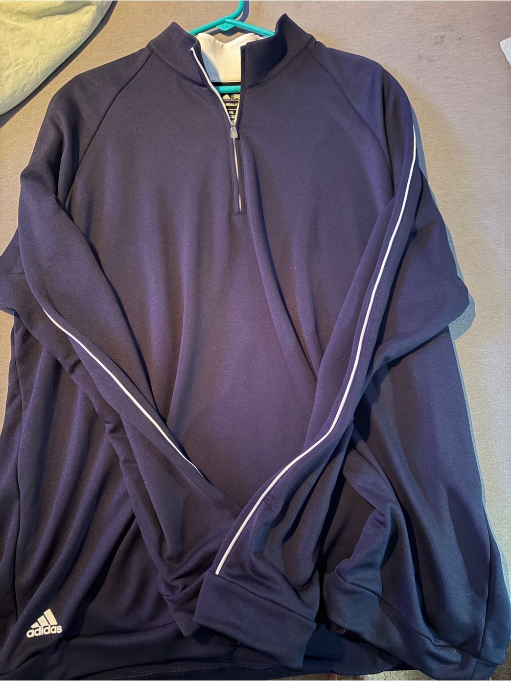 Adidas Men’s Navy Quarter-Zip Jacket with White Piping